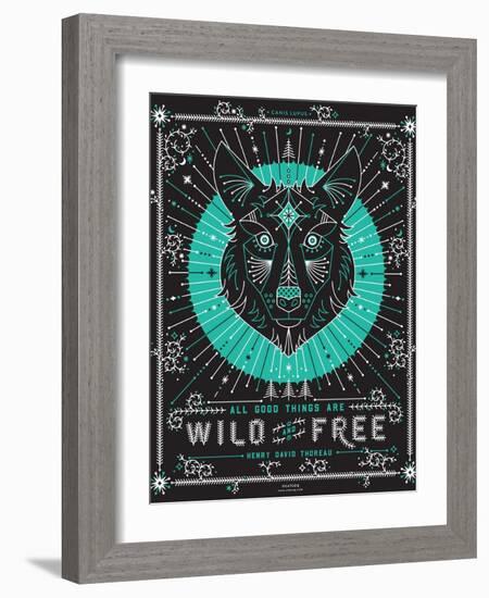 Turquoise Wolf-Cat Coquillette-Framed Art Print