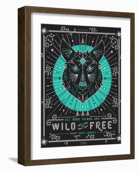 Turquoise Wolf-Cat Coquillette-Framed Art Print