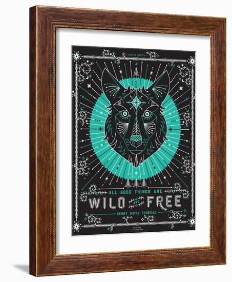 Turquoise Wolf-Cat Coquillette-Framed Art Print