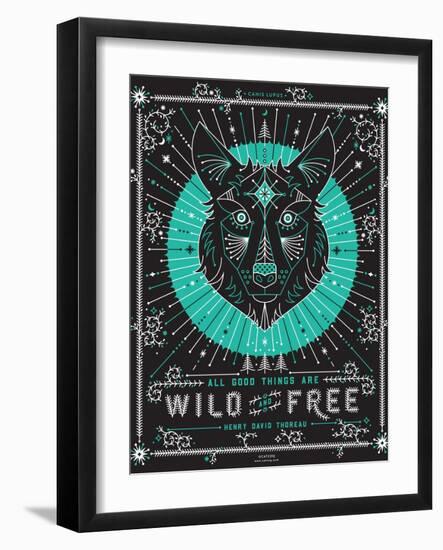 Turquoise Wolf-Cat Coquillette-Framed Art Print