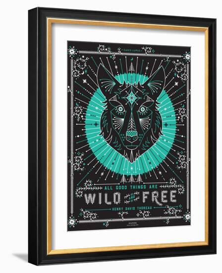 Turquoise Wolf-Cat Coquillette-Framed Art Print