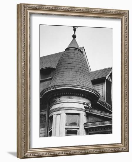 Turret and Roof of House on Bunker Hill Section of Los Angeles-Walker Evans-Framed Photographic Print