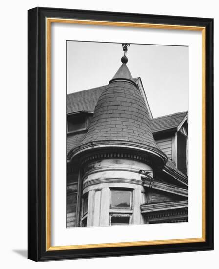 Turret and Roof of House on Bunker Hill Section of Los Angeles-Walker Evans-Framed Photographic Print