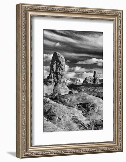 Turret Arch and La Sal Mountains at Sunset with Clouds, Utah, Arches National Park-Judith Zimmerman-Framed Photographic Print
