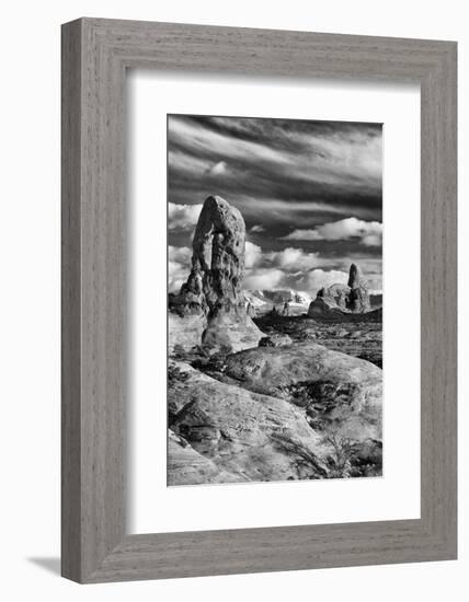 Turret Arch and La Sal Mountains at Sunset with Clouds, Utah, Arches National Park-Judith Zimmerman-Framed Photographic Print