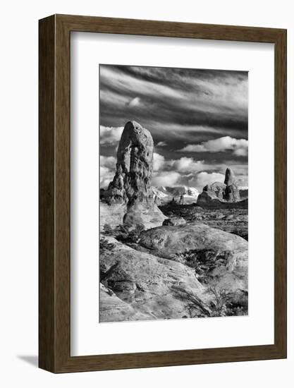 Turret Arch and La Sal Mountains at Sunset with Clouds, Utah, Arches National Park-Judith Zimmerman-Framed Photographic Print