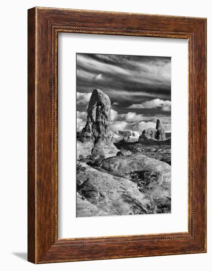 Turret Arch and La Sal Mountains at Sunset with Clouds, Utah, Arches National Park-Judith Zimmerman-Framed Photographic Print