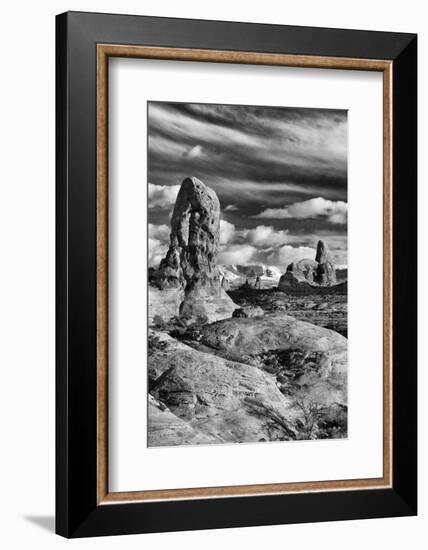 Turret Arch and La Sal Mountains at Sunset with Clouds, Utah, Arches National Park-Judith Zimmerman-Framed Photographic Print