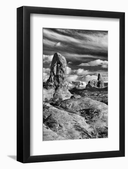 Turret Arch and La Sal Mountains at Sunset with Clouds, Utah, Arches National Park-Judith Zimmerman-Framed Photographic Print