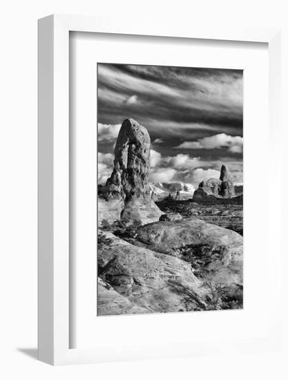 Turret Arch and La Sal Mountains at Sunset with Clouds, Utah, Arches National Park-Judith Zimmerman-Framed Photographic Print