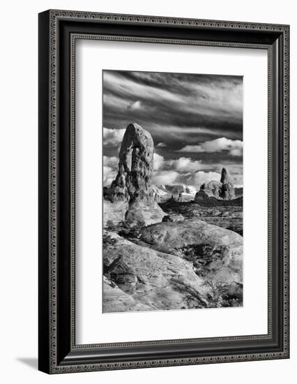 Turret Arch and La Sal Mountains at Sunset with Clouds, Utah, Arches National Park-Judith Zimmerman-Framed Photographic Print