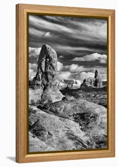 Turret Arch and La Sal Mountains at Sunset with Clouds, Utah, Arches National Park-Judith Zimmerman-Framed Premier Image Canvas