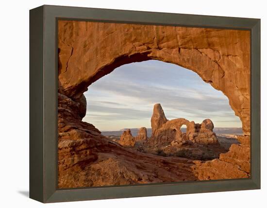 Turret Arch Through North Window at Dawn, Arches National Park, Utah, USA-James Hager-Framed Premier Image Canvas