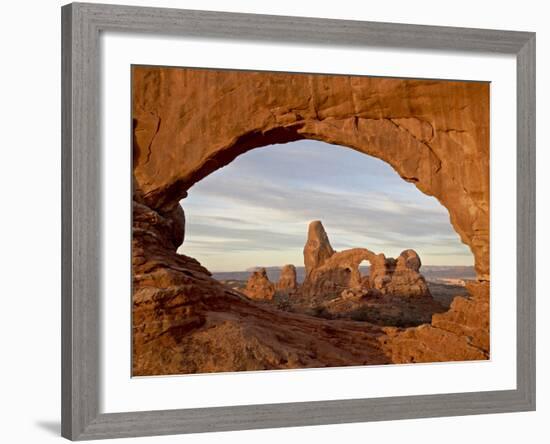 Turret Arch Through North Window at Dawn, Arches National Park, Utah, USA-James Hager-Framed Photographic Print