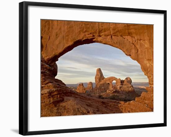 Turret Arch Through North Window at Dawn, Arches National Park, Utah, USA-James Hager-Framed Photographic Print