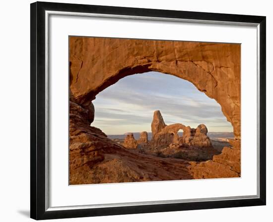 Turret Arch Through North Window at Dawn, Arches National Park, Utah, USA-James Hager-Framed Photographic Print