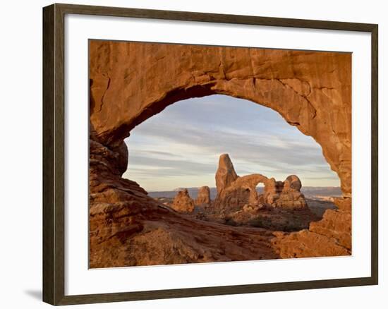 Turret Arch Through North Window at Dawn, Arches National Park, Utah, USA-James Hager-Framed Photographic Print