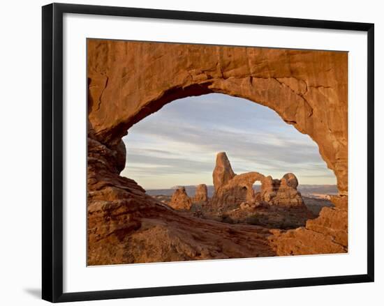 Turret Arch Through North Window at Dawn, Arches National Park, Utah, USA-James Hager-Framed Photographic Print