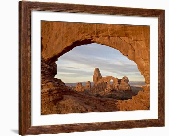 Turret Arch Through North Window at Dawn, Arches National Park, Utah, USA-James Hager-Framed Photographic Print