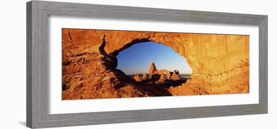 Turret Arch Through North Window at Sunrise, Arches National Park, Moab, Utah, USA-Lee Frost-Framed Photographic Print