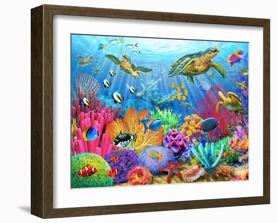 Turtle Coral Reef-Adrian Chesterman-Framed Art Print