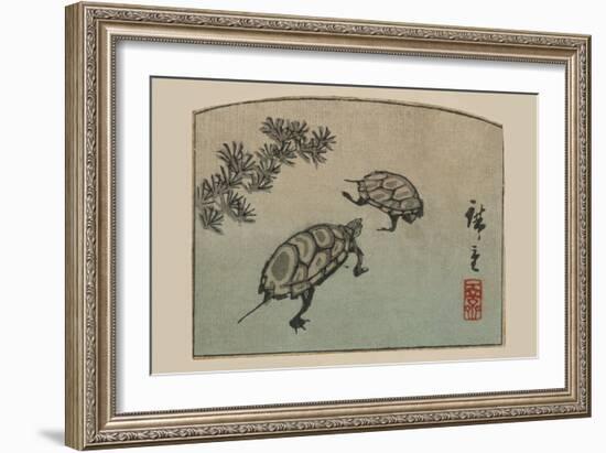 Turtles (Kame)-Ando Hiroshige-Framed Art Print