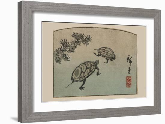 Turtles (Kame)-Ando Hiroshige-Framed Art Print