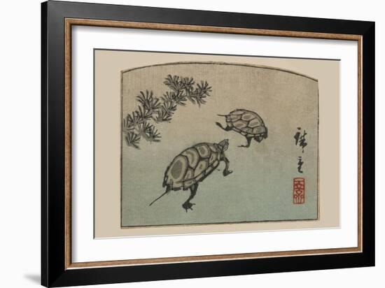 Turtles (Kame)-Ando Hiroshige-Framed Art Print