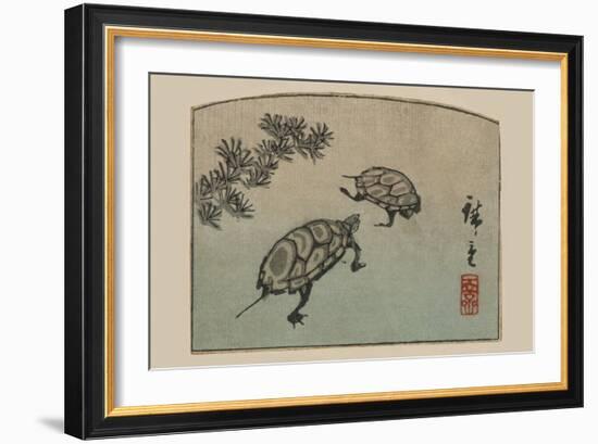 Turtles (Kame)-Ando Hiroshige-Framed Art Print