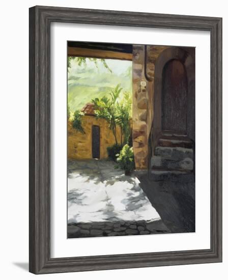 Tuscan Courtyard, Early Evening-Helen J. Vaughn-Framed Giclee Print