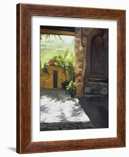 Tuscan Courtyard, Early Evening-Helen J. Vaughn-Framed Giclee Print