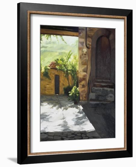 Tuscan Courtyard, Early Evening-Helen J. Vaughn-Framed Giclee Print