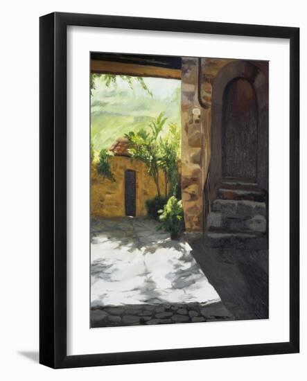 Tuscan Courtyard, Early Evening-Helen J. Vaughn-Framed Giclee Print