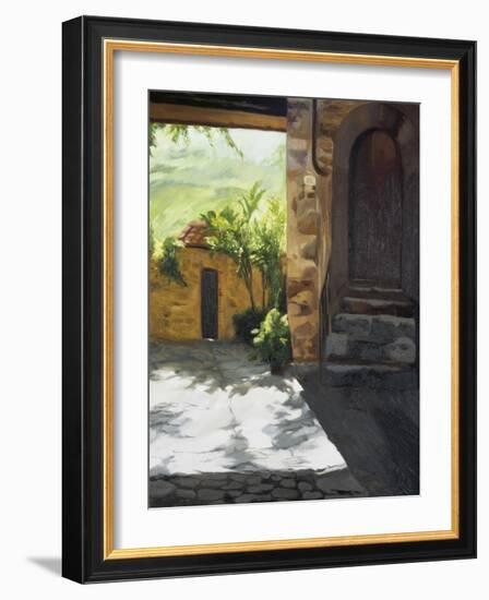 Tuscan Courtyard, Early Evening-Helen J. Vaughn-Framed Giclee Print