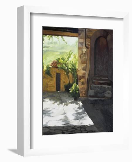 Tuscan Courtyard, Early Evening-Helen J. Vaughn-Framed Giclee Print