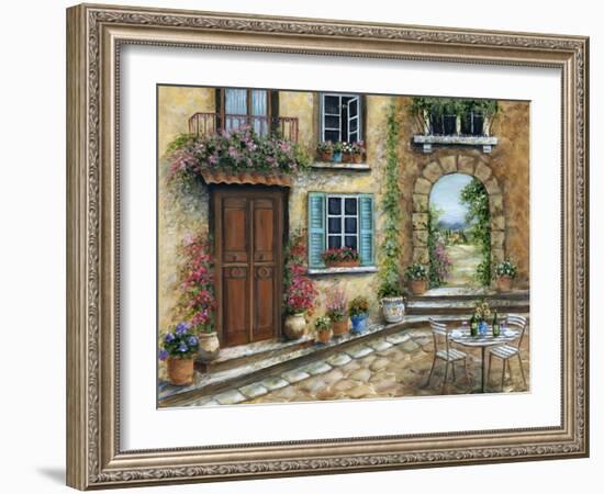 Tuscan Courtyard-Marilyn Dunlap-Framed Art Print