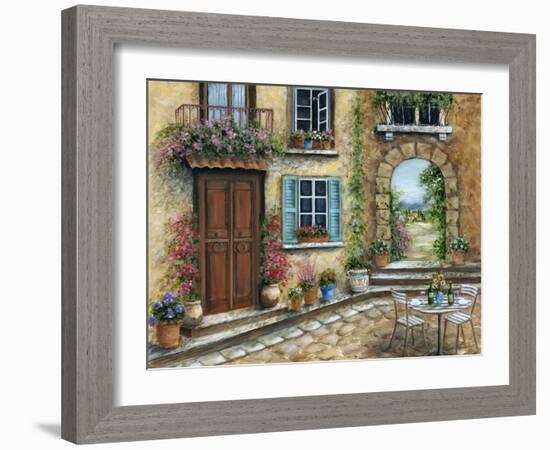 Tuscan Courtyard-Marilyn Dunlap-Framed Art Print