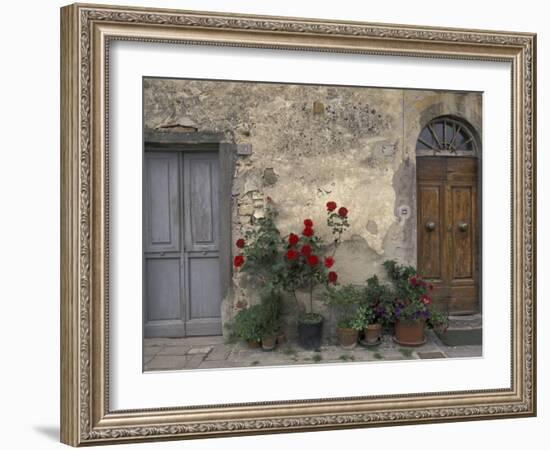 Tuscan Doorway in Castellina in Chianti, Italy-Walter Bibikow-Framed Premium Photographic Print