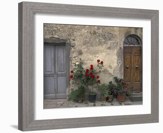 Tuscan Doorway in Castellina in Chianti, Italy-Walter Bibikow-Framed Premium Photographic Print