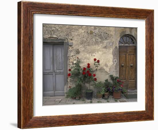 Tuscan Doorway in Castellina in Chianti, Italy-Walter Bibikow-Framed Premium Photographic Print