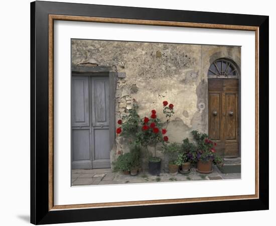 Tuscan Doorway in Castellina in Chianti, Italy-Walter Bibikow-Framed Premium Photographic Print