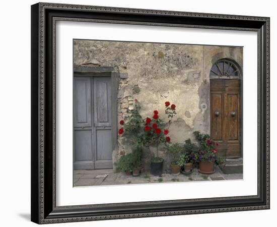 Tuscan Doorway in Castellina in Chianti, Italy-Walter Bibikow-Framed Premium Photographic Print