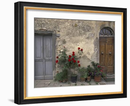 Tuscan Doorway in Castellina in Chianti, Italy-Walter Bibikow-Framed Premium Photographic Print