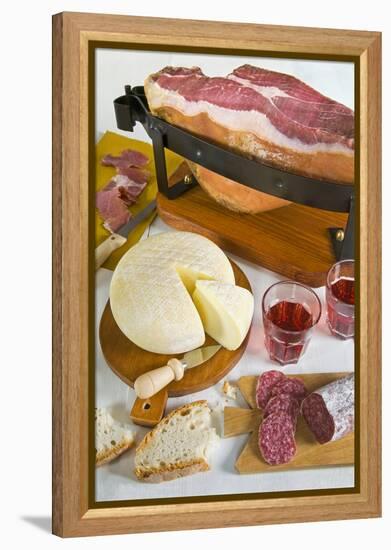 Tuscan Ham, Pecorino Cheese and Salami, Tuscan Cooking, Tuscany, Italy-Nico Tondini-Framed Premier Image Canvas