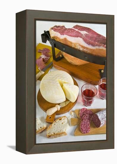 Tuscan Ham, Pecorino Cheese and Salami, Tuscan Cooking, Tuscany, Italy-Nico Tondini-Framed Premier Image Canvas