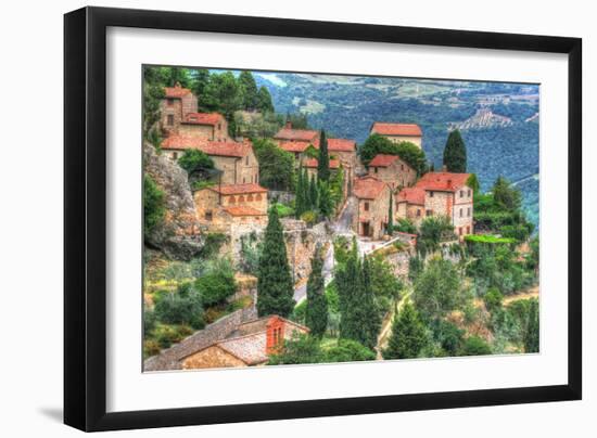 Tuscan Hilltop Town-Robert Goldwitz-Framed Photographic Print