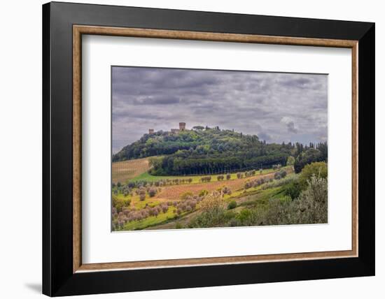 Tuscan landscape under dark skies, Tuscany, Italy.-Tom Norring-Framed Photographic Print