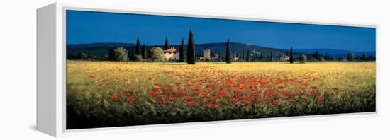 Tuscan Panorama, Poppies-David Short-Framed Stretched Canvas