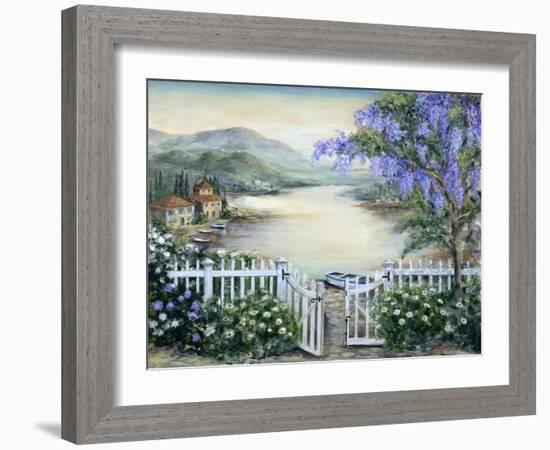 Tuscan Pond and Wisteria-Marilyn Dunlap-Framed Art Print