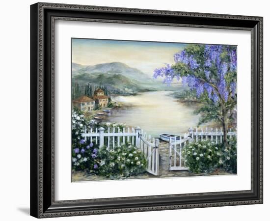 Tuscan Pond and Wisteria-Marilyn Dunlap-Framed Art Print